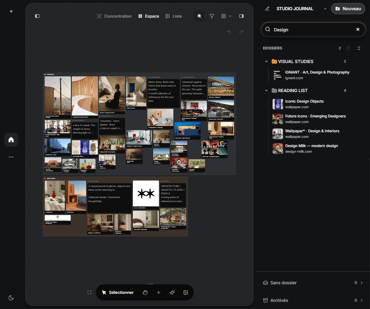 Signoapp Recherche affichant les résultats de contenu et les filtres