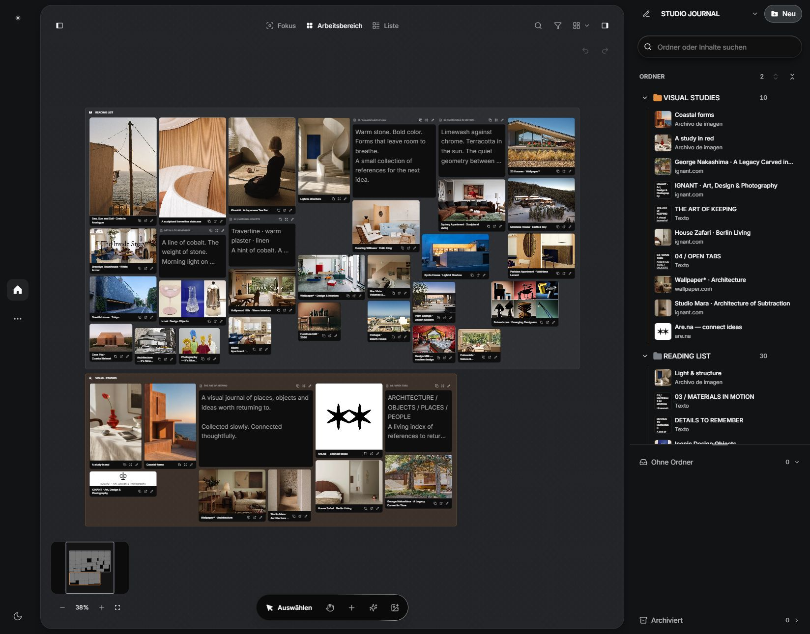 Signoapp Dashboard mit Bibliothek und Bereichen