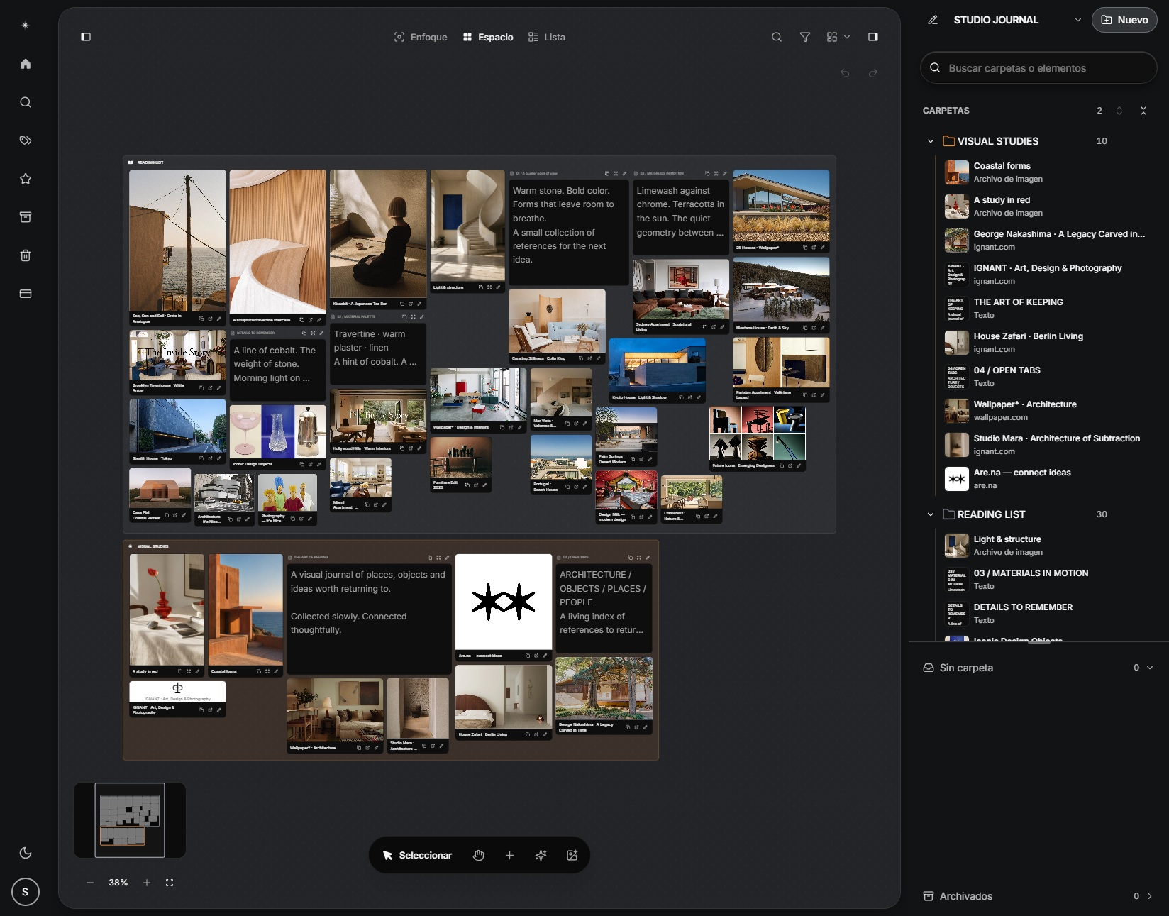 Captura del dashboard de Signoapp con su biblioteca y espacios